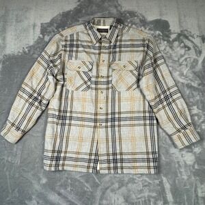 David Taylor Plaid Lined Flannel Shirt Mens Medium Long Sleeve Casual Button Up